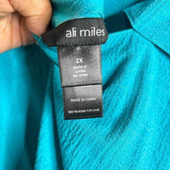 NWT Ali Miles Womens‎ 2X Turquoise Cut Out Sleeve Scoop Neck Tunic Top - Picture 6 of 8